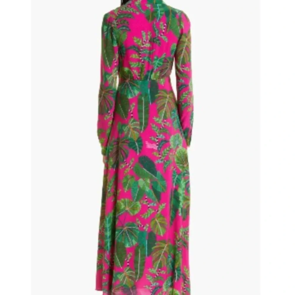 FARM Rio Leaves Print Long Sleeve Maxi Dress in Leaves Pink | XL - Picture 2 of 14